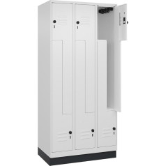 C + P Möbelsysteme C+P | Z-Spind Classic Plus | 3 Abteile | verkehrsweiß | B 900 мм | mit Bodensockel | Drehriegel