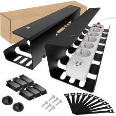 GLOSKIN 2-Piece Cable Duct Desk, не требует сверления, управление кабелями, держатель для кабельного канала в офисе, доме, на рабочем месте, черный