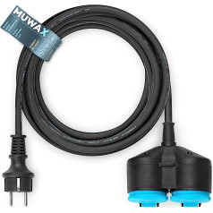 Резиновый удлинительный кабель MUWAX 10 м с 2-сторонним разветвителем для DIY, сада, домашнего хозяйства, для временного использования на открыт
