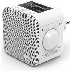Hama Socket Radio DAB Radio DIR45BT Internet Radio DAB+, Bluetooth & Spotify (WLAN Kitchen Radio with FM, AUX, App Digital Radio, Alarm Clock, LCD Display, Plug In Radio Small for Socket) White