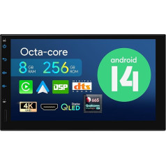 XTRONS 7 дюймов QLED Android 14 Автомобильное радио Qualcomm 665 Octa Core 8 ГБ 256 ГБ Встроенный 4G LTE CarAutoPlay Android Автомобиль HD выход Универсальный двойной DIN Автом