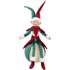 Cosy Home Dekofigur Weihnachtself, Textil, Bordeaux/Grün, 30 x 25 x 50 см