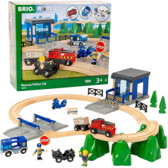 BRIO World 33845 Большой игровой набор деревянного поезда Полиция Делюкс