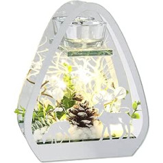 Стеклянный держатель для чая со свечой LED свет еловые ветви рождественская елка свеча держатель декоративный объект лампа настроение свет