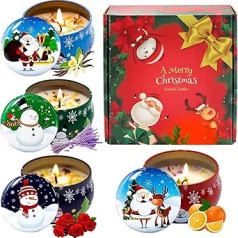 Упаковка из 4 ароматических свечей Рождество ароматические свечи подарочный набор, натуральный соевый воск ароматические свечи набор Рож