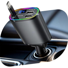 Прикуриватель USB, 78 Вт автомобильное зарядное устройство с кабелем, 4 в 1 автомобильное зарядное устройство USB C, выдвижное автомобильное зар