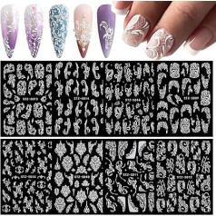 EBANKU 8 листов Nail Art наклейки для ногтей в тисненый 5D трехмерный европейский узор роза ногтей фольги передачи наклейки клей наклейки для ногт