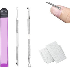 Nagelhautschieber, Edelstahl Nagelhautschieber Werkzeug mit 100# Körnung Nagelfeilen, Tragbare Aufbewahrungstasche für Salon & Heimgebrauch für Maniküre Pediküre Nail Art