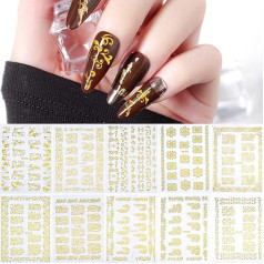 NICENEEDED 10 листов золотые наклейки для ногтей, листья цветок виноградная лоза самоклеящиеся наклейки для ногтей, линия ногтей дизайн для DIY ак