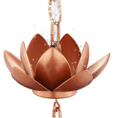 Дождевая цепь 2,6 м для водосточных труб снаружи, медно-полированная дождевая цепь Lotus, функциональная и декоративная замена для водосточны