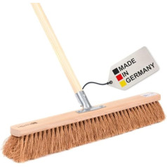 BawiTec Промышленная метла для подметания 40 см Широкая с прочной ручкой Деревянная ручка 160 см Длинная кокосовая щетина Кокосовая метла Комна