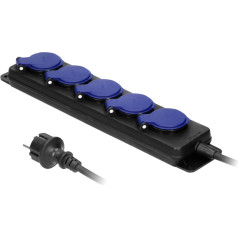 Брызгозащищенный удлинительный кабель IP44 для мастерской, 5 розеток 2P+Z IP44, резиновый кабель, H05RR-F 3x1,5 мм, длина 5 м