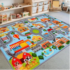 DINSUMRUG Автомобильные коврики для детей, детский игровой коврик для автомобиля, нескользящий дорожный ковер, развивающий коврик с картой гор
