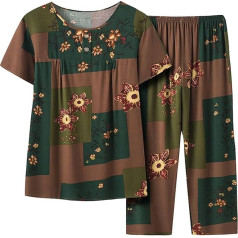 Briskorry Two-Piece для женщин, Футболка с коротким рукавом и длинные брюки, Брючный костюм, Повседневный свободный костюм для отдыха, Короткий рука