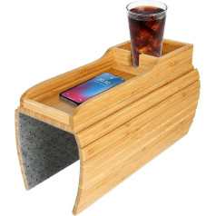 Sparklenut Диванный поднос, поднос для дивана, диванный поднос для подлокотника, диванный поднос из бамбука, гибкий держатель для напитков, дива