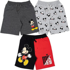 Disney Mickey Mouse Baby Boys French Terry 3 Pack Shorts Grey/Black 24 Months