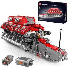 Mould King 10169 Technik V12 Engine Building Blocks Toy, 3472 Pieces Engine Construction Kit, Clamping Blocks, Model Car Engine Kit Contains 12 Cylinders and Battery Box as Toy/Gift/Collectibles