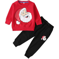 Детские Мальчики Девочки Xmas Одежда Набор Тоддлер Осень Зима С Длинным Рукавом Красный Санта Печати Топы Брюки 2 Шт. Наряды Одежда Набор Xmas Р