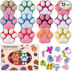 Бомбочки для ванны для детей с сюрпризом внутри, 12 штук красочных натуральных бомбочек для ванны ручной работы с хрустальной игрушкой, наб