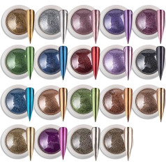 Welhammsae Chrome Nail Powder, 19 цветов глиттерной пудры, глиттерная пудра для ногтей, лазерная хромированная пудра, супер зеркальный глиттер для ногтей