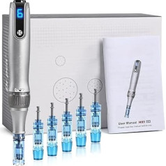 Профессиональная ручка для микронидлинга Dermapen M8s с 6 сменными картриджами (3 x 12 Pin + 3 x 36 Pin) Беспроводная и 6 регулируемых скоростей Инструмен