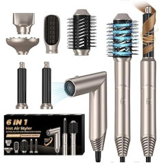 UKLISS Airstyler 6-в-1 фен для волос круглый щетка фен набор с воздухом завивка утюжок диффузор горячий воздух щетка выпрямитель волос 60,000 оборотов 