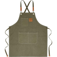 kilofly рабочий фартук мужчины женщины очень длинные завязки хлопок холст тяжелый долг гриль