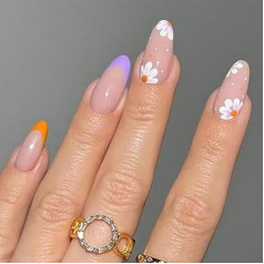 Французский Ложные Ногти Жемчуг Пресс На Ногтях Искусственный Stick На Ногтях Многоразовые Балерина Акриловые Миндаль Поддельные Ногти 24 Шт