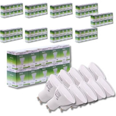 JANDEI - упаковка из 100 светодиодных ламп GU10 7W (50W эквивалент), холодный белый 6000K, 650 люмен, энергосберегающие лампы, не диммируемые, для дома, офи