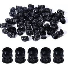 OFEYLE Tattoo Ink Caps Disposable Skull Tattoo Ink Cups 200 Pieces Plastic Ink Caps for Tattooing Makeup Pigment Ink Cups Tattoo Ink Holder Tattoo Ink Supplies and Equipment, Tattoo Accessories (Black)