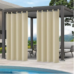 Шторы для улицы Qelus, защита от солнца на липучке, Ш 132 x В 274 см, водонепроницаемые шторы для балкона, беседки, перголы, патио, сада (светло-беже