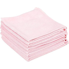VIOVIE Professional Microfibre Cloth Pack of 10 40 x 40 cm Pink Cleaning Cloths with Maximum Absorption Power of Dust, Dirt and Liquid, Durable Microfibre All-Purpose Cloths with Edge Protection
