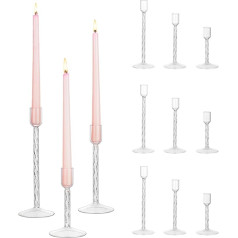 Hewory держатель свечи стеклянный держатель свечи конусная свеча: Набор из 12 прозрачных конусных свечей Свадебное украшение Держатель свечи 