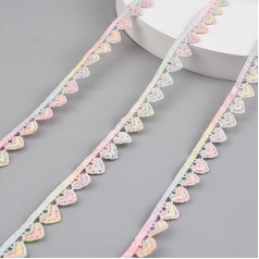 Градиент Цветные Сердце Кружева Лента 5 Ярдов Многоцветный Кружева Золото Вышивка Кружева Лента для Шитья Металлические Ремесло Ткань Отд