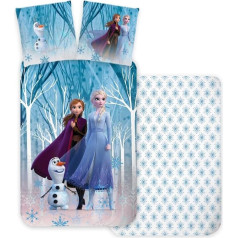 Brandmac Frozen Детское постельное белье двустороннее Пододеяльник Frozen Forest 135 x 200 см + наволочка 80 x 80 см 100% хлопок с Эльзой Анной и Олафом