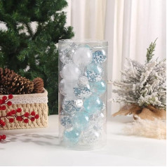 Рождественские шарики, 24 см 6 см, елочные шарики, елочное украшение с вешалкой, рождественское украшение, тема серебристо-голубая