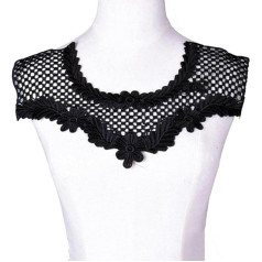 Черный Вышивка Кружева Вырез Воротник Украшение Шитье Аппликации Отделка Кружева Ткань Платье Аксессуары Скрапбукинг 1-1 Шт.