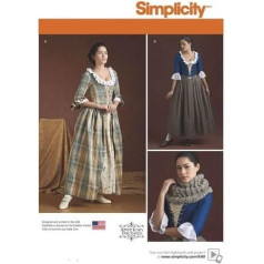 Simplicity Simplcity Pattern 8161 Женские костюмы 18 века, Бумага, Белый, Ковер простой терракотовый Размер: Диаметр 120 см, Круглый