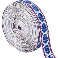 GORGECRAFT 10 м Жаккард Вышивка Лента 25 мм Широкий Синий Цветочные Отделка Этнические Кружева Boho Fringe Ткань Аппликации Для Одежды Ткань Ремень Шл