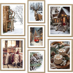ag.art deco® Poster Set of 7 Christmas Wall Pictures | Christmas, Winter, Snow, Christmas Time | Multi-Piece Wall Decoration Living Room & Bedroom | Without Frame