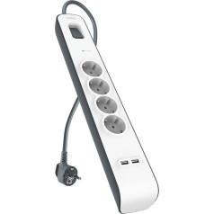 удлинитель. 525j, 4x schuko, 2x usb-a, 2m