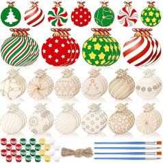 Cinnvoice 60 штук деревянных рождественских поделок для детей, DIY, живопись, рождественские украшения, пустые, неокрашенные деревянные вырезы, ф