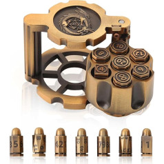 SH-RuiDu Набор многогранных пулевых кубиков, 7 штук металлических пулевых кубиков с вращающимся цилиндрическим держателем для игр Dungeons and Dragons,