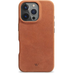 Чехол WIIUKA для iPhone 16 Pro, кожа из Германии, очень тонкая кожа, премиум чехол для мобильного телефона, Qi, Skiin More, винтажный коньячно-коричневый