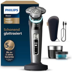 Бритва Philips i9000 Prestige для сухих и влажных бритья для мужчин со встроенным триммером, темно-серый, датчик давления, станция очистки, зарядная с
