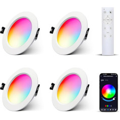 4 светодиодных встраиваемых точечных светильника, RGBW, диммируемые, 10 Вт с пультом дистанционного управления, встраиваемые светильники, при
