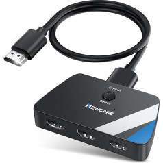 NEWCARE HDMI Switch 3 in 1 Out with 2.6 ft Cable, 4K @ 60Hz HDMI Splitter 3 in 1 Out, 3 Port HDMI Switcher Splitter Supports Dolby Atmos HDR10