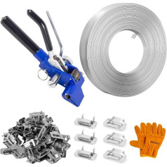 BAUSATZ Набор упаковочных пряжек, инструменты для натяжения, набор для обвязки, пряжки, 6.7 x 11.9 футов, катушка для обвязки из нержавеющей стали, 1