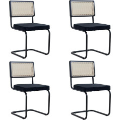 Стулья для столовой Uderkiny, комплект из 4, мягкие стулья для кухни из ротанга, спинка из ротанга/стальной каркас, подходит для столовой/офиса/к