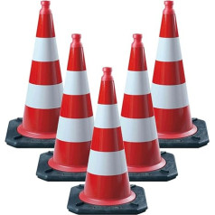 TMS PRO SHOP Bigpack 5 x дорожных конусов красный/белый, рафия, светоотражающий RA1, высота: 75 см, артикул: 609299, дорожный конус, пилоны, разделительный ко